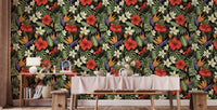 Tropical leaf and flower mural for decor
