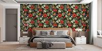 Nature-inspired floral and foliage wallpaper
