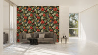 Vibrant floral and leaf wallpaper style
