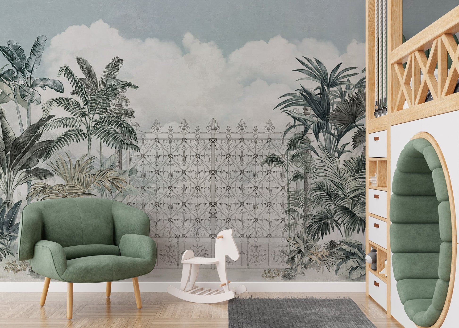 Tropical Forest Gate Mural - Wallanza