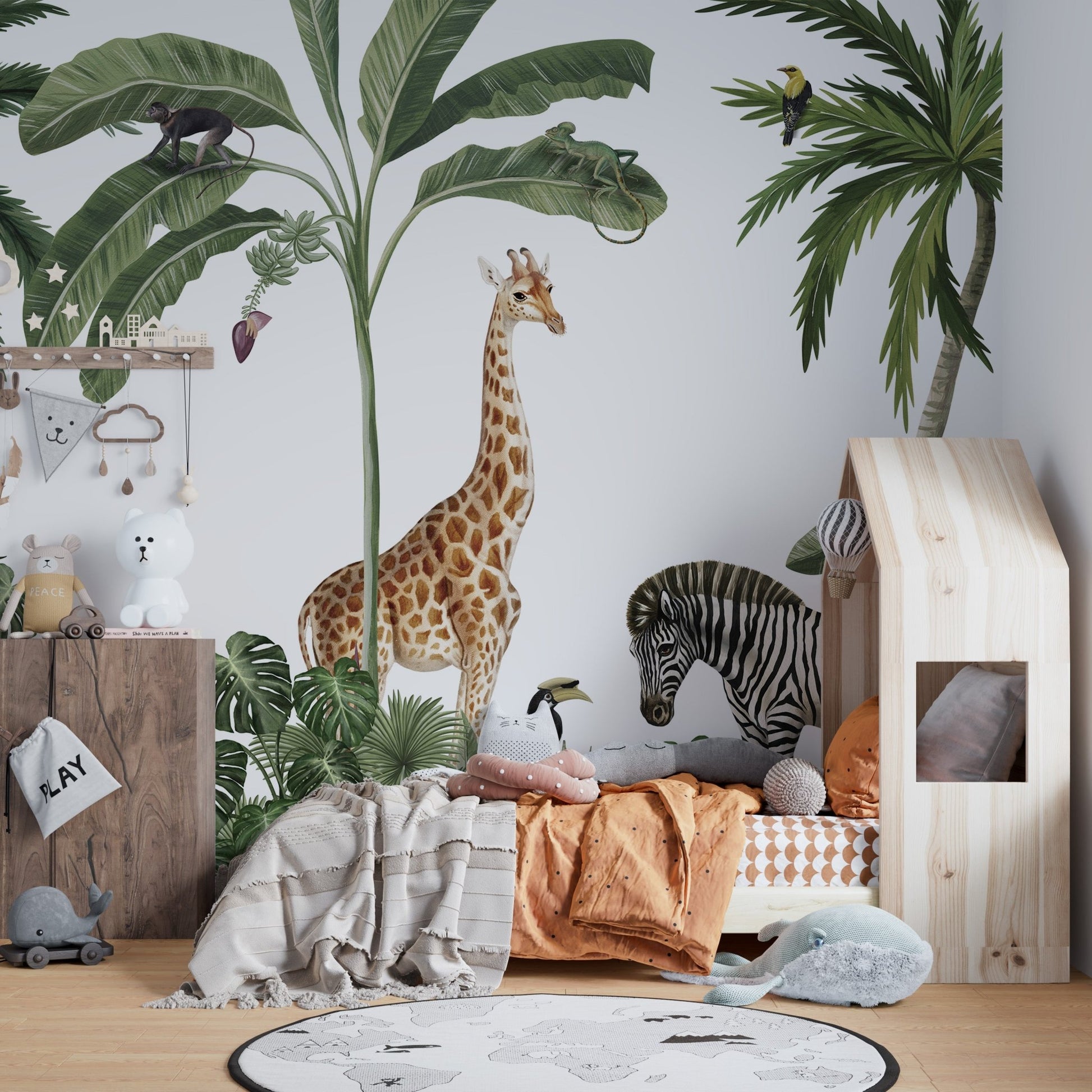 Tropical Forest Wild Animals and Trees Wallpaper - Wallanza