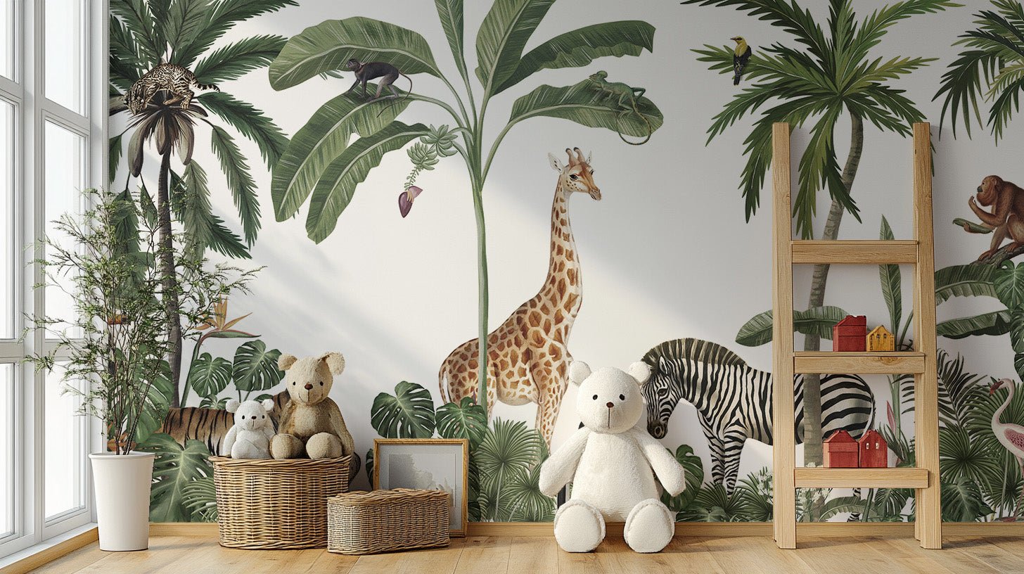 Tropical Forest Wild Animals and Trees Wallpaper - Wallanza