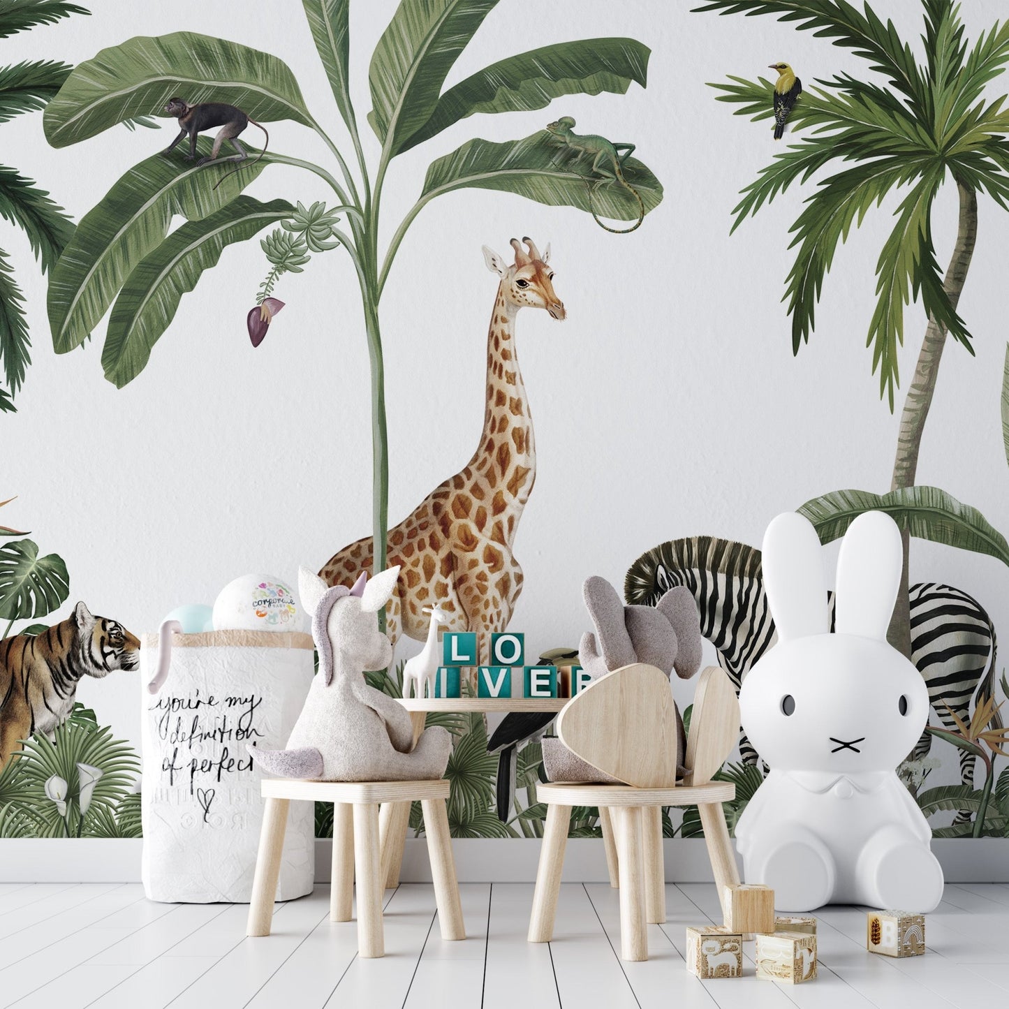 Tropical Forest Wild Animals and Trees Wallpaper - Wallanza