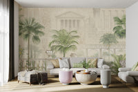 Latin architectural garden and Corinthian columns wall mural.