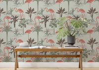 Ink-drawn palm trees and flamingos for elegant wall decor