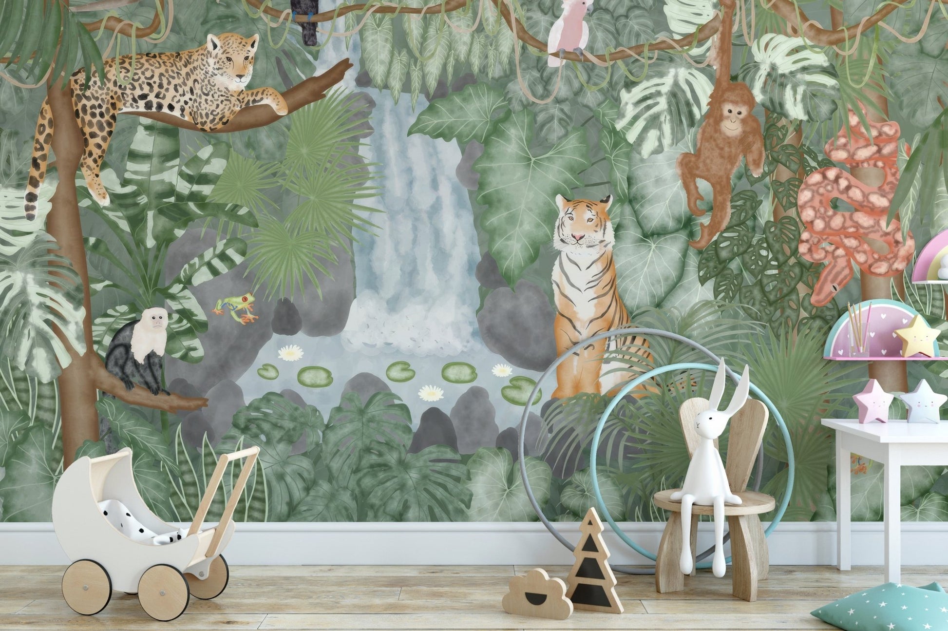 Tropical Jungle Animals Wallpaper Mural - Wallanza