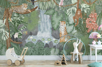 Tropical Jungle Animals Wallpaper Mural - Wallanza
