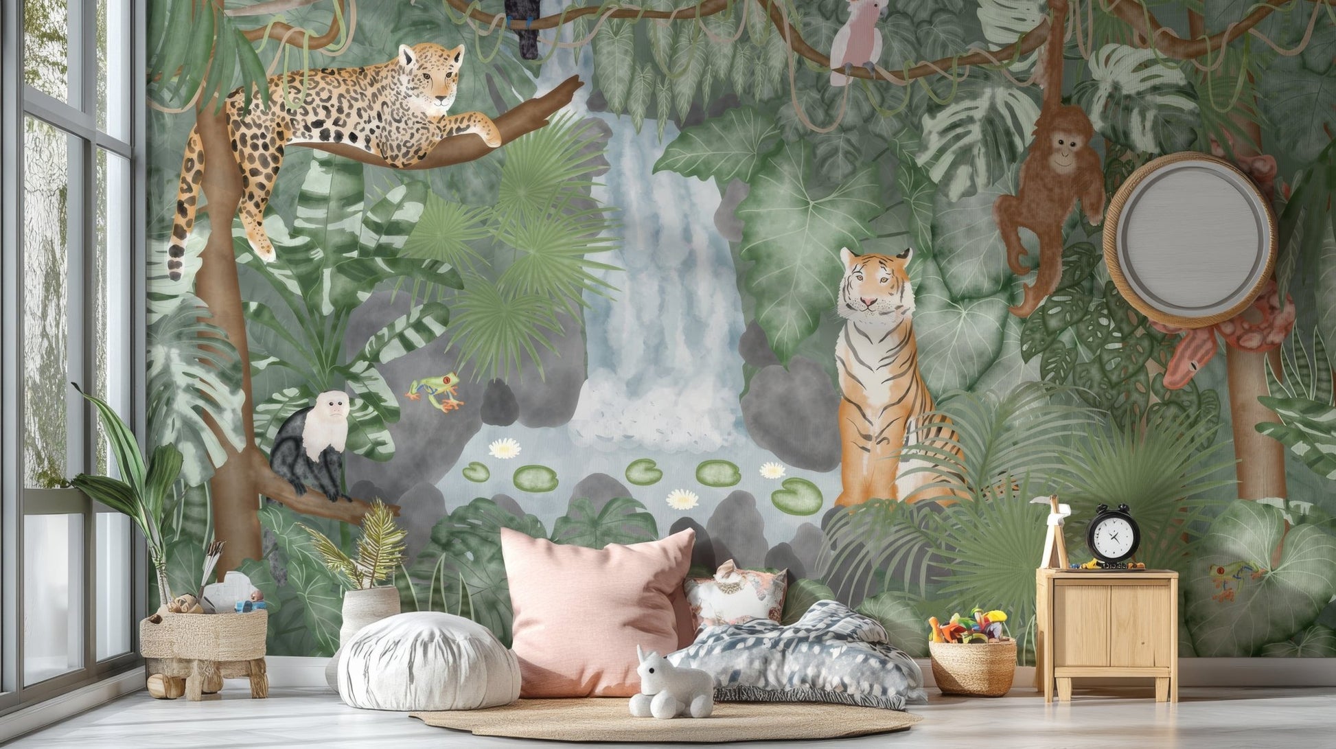 Tropical Jungle Animals Wallpaper Mural - Wallanza