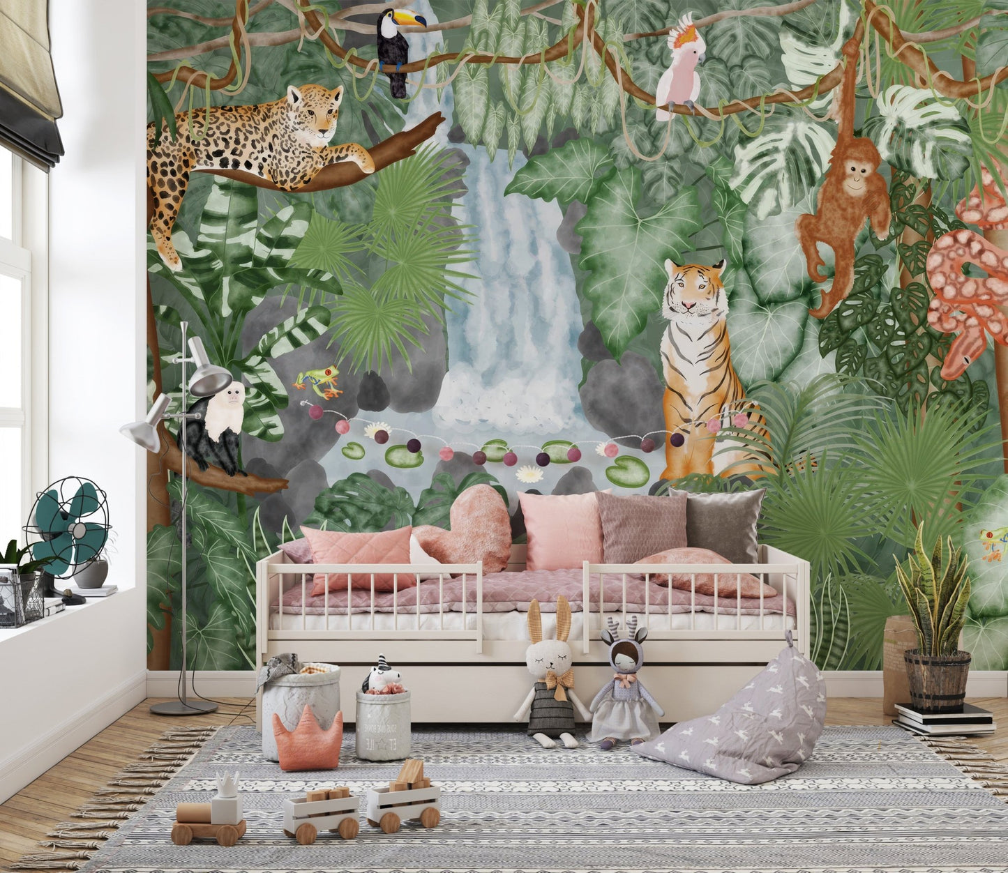 Tropical Jungle Animals Wallpaper Mural - Wallanza