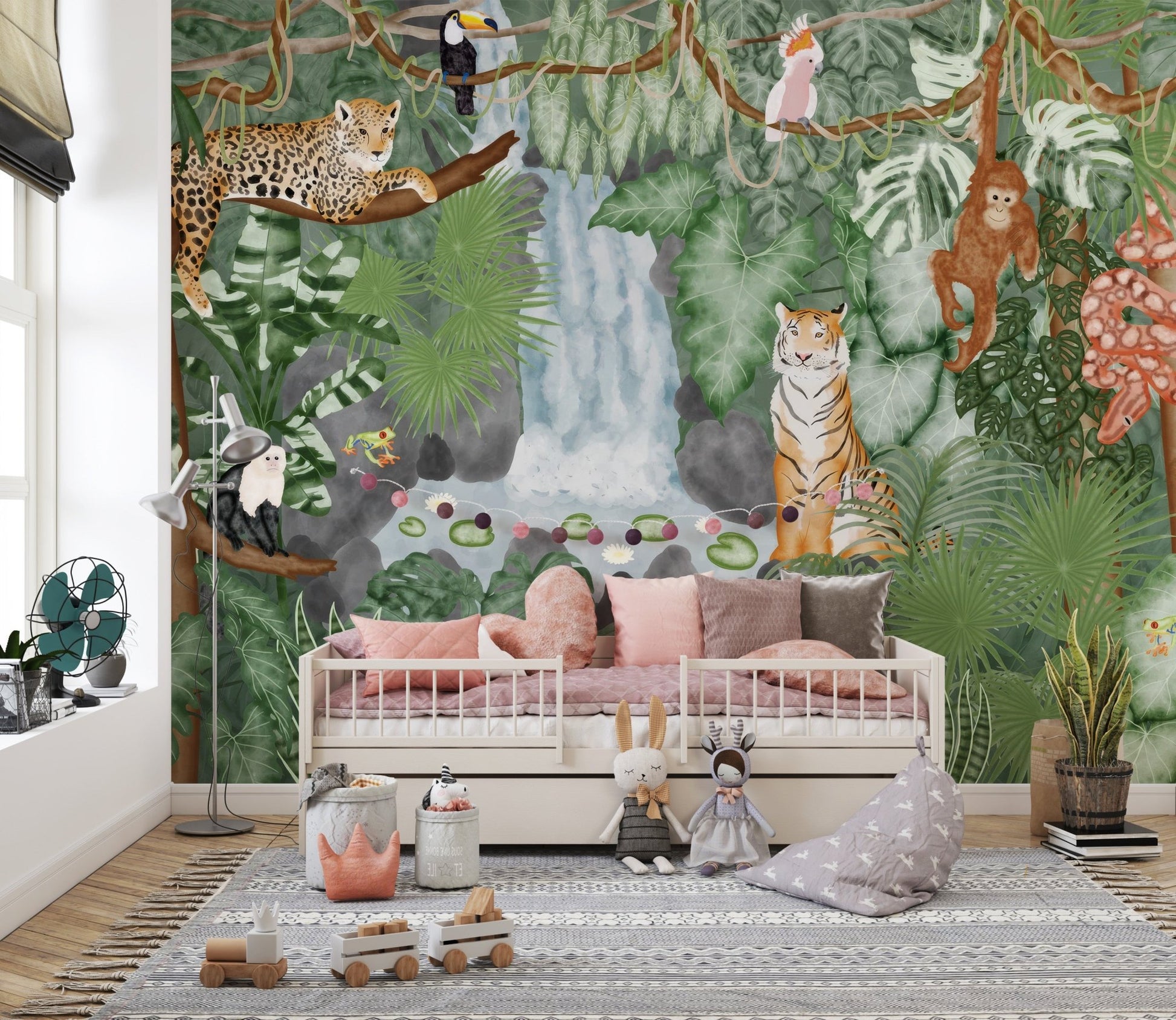 Tropical Jungle Animals Wallpaper Mural - Wallanza
