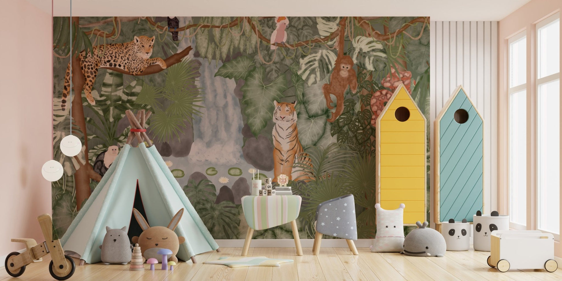 Tropical Jungle Animals Wallpaper Mural - Wallanza