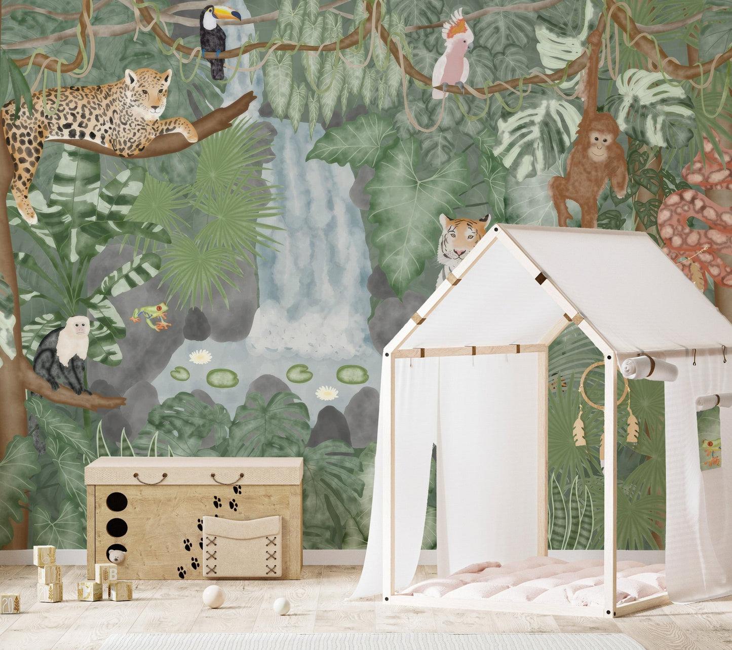 Tropical Jungle Animals Wallpaper Mural - Wallanza