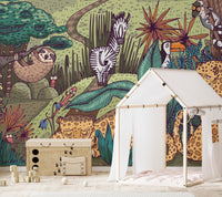 Lush jungle-themed wallpaper perfect for adventurous spaces.