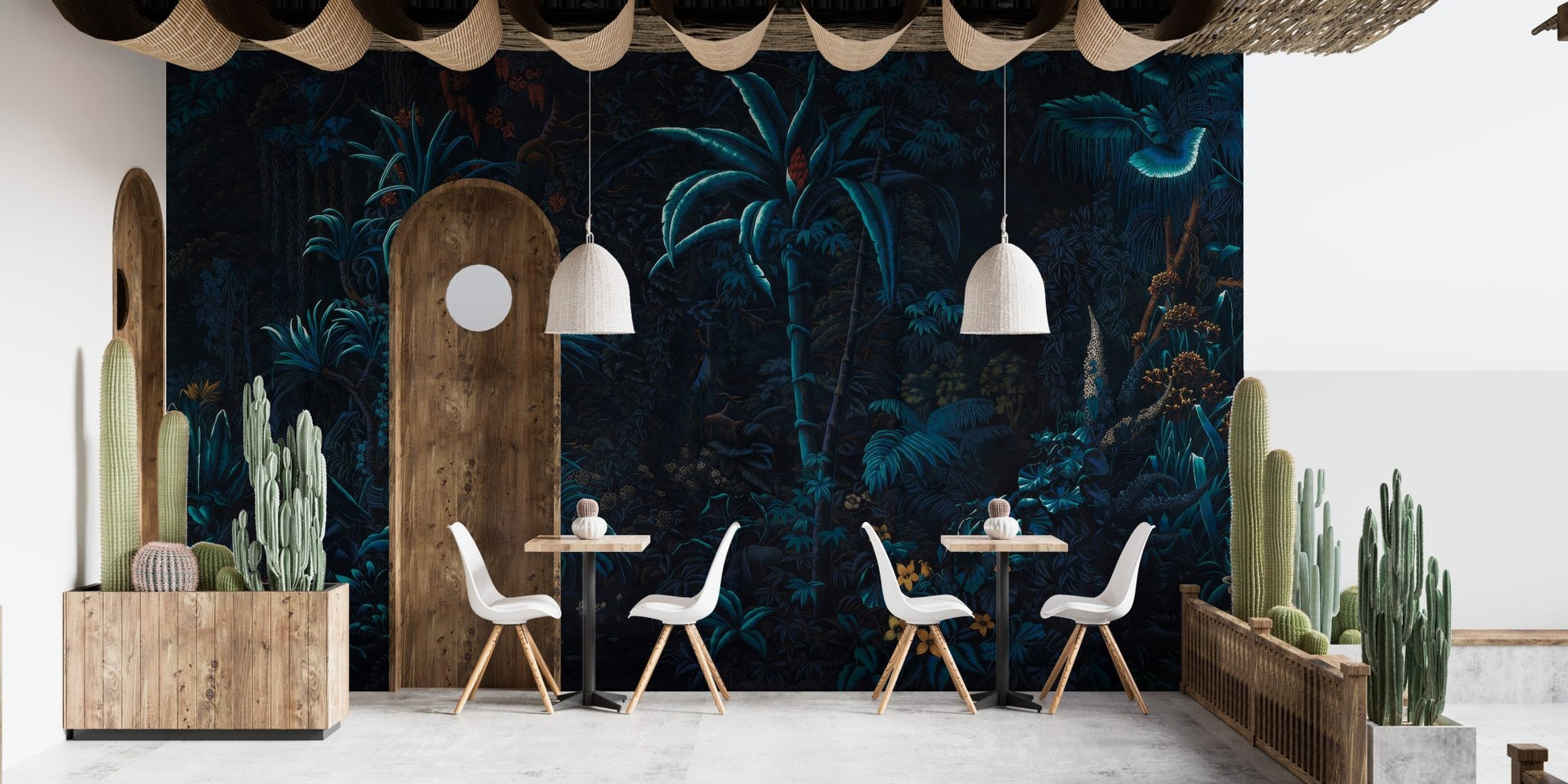 Tropical Night Glow Wallpaper Mural - Wallanza