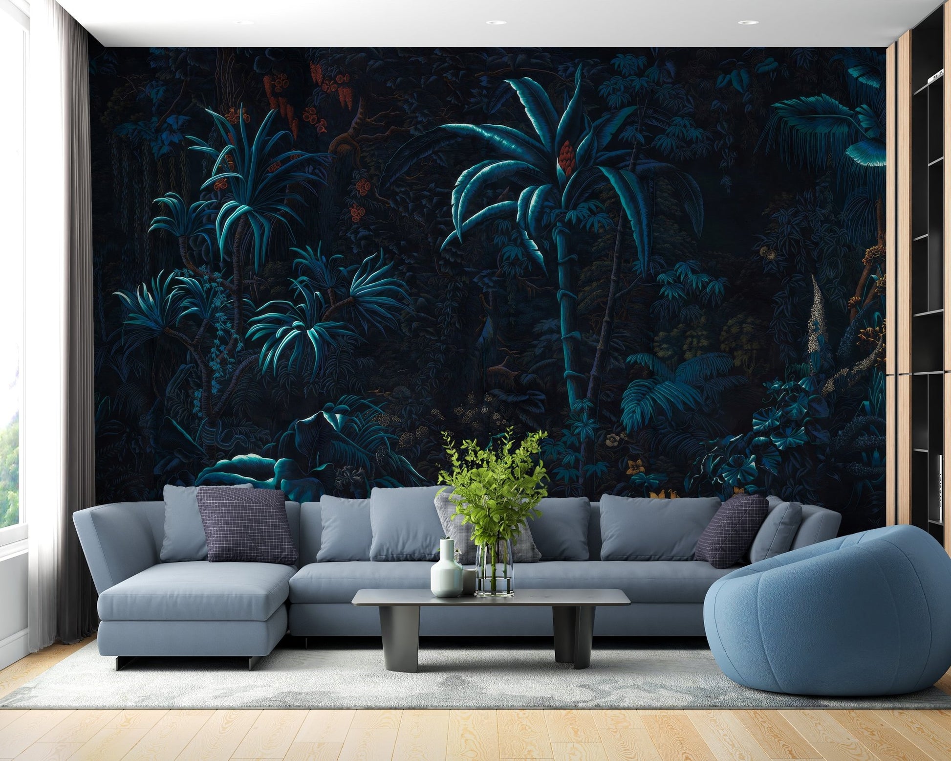 Tropical Night Glow Wallpaper Mural - Wallanza