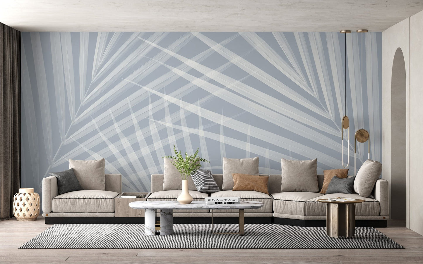Tropical Paradise Light Blue Mural - Wallanza