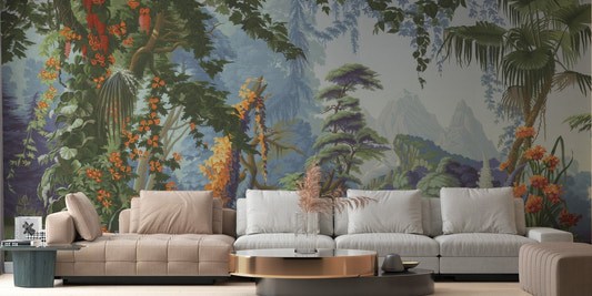 Tropical paradise wallpaper mural nature landscape wallpaper design.
