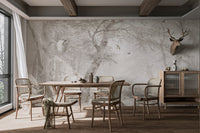 Sepia tone woodland landscape mural for contemporary dining room.