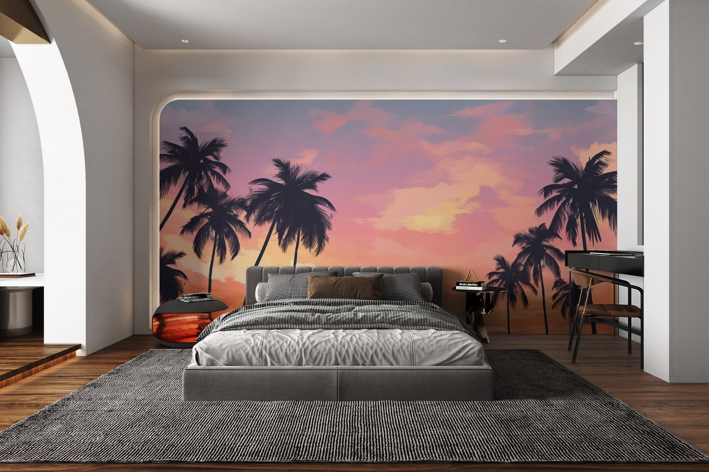 Tropical Sunset Palm Tree Wallpaper - Wallanza