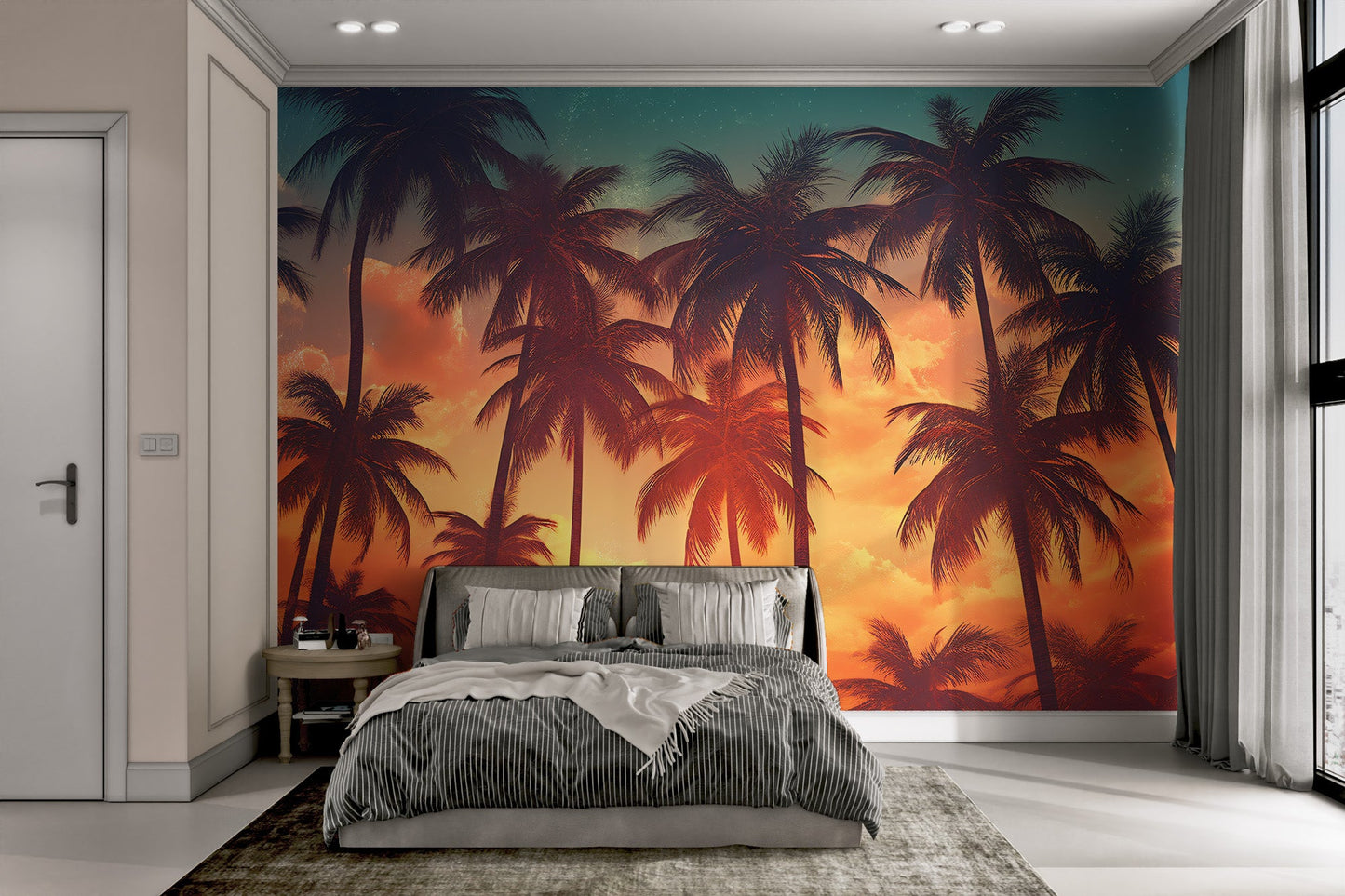 Tropical Sunset Palm Tree Wallpaper - Wallanza