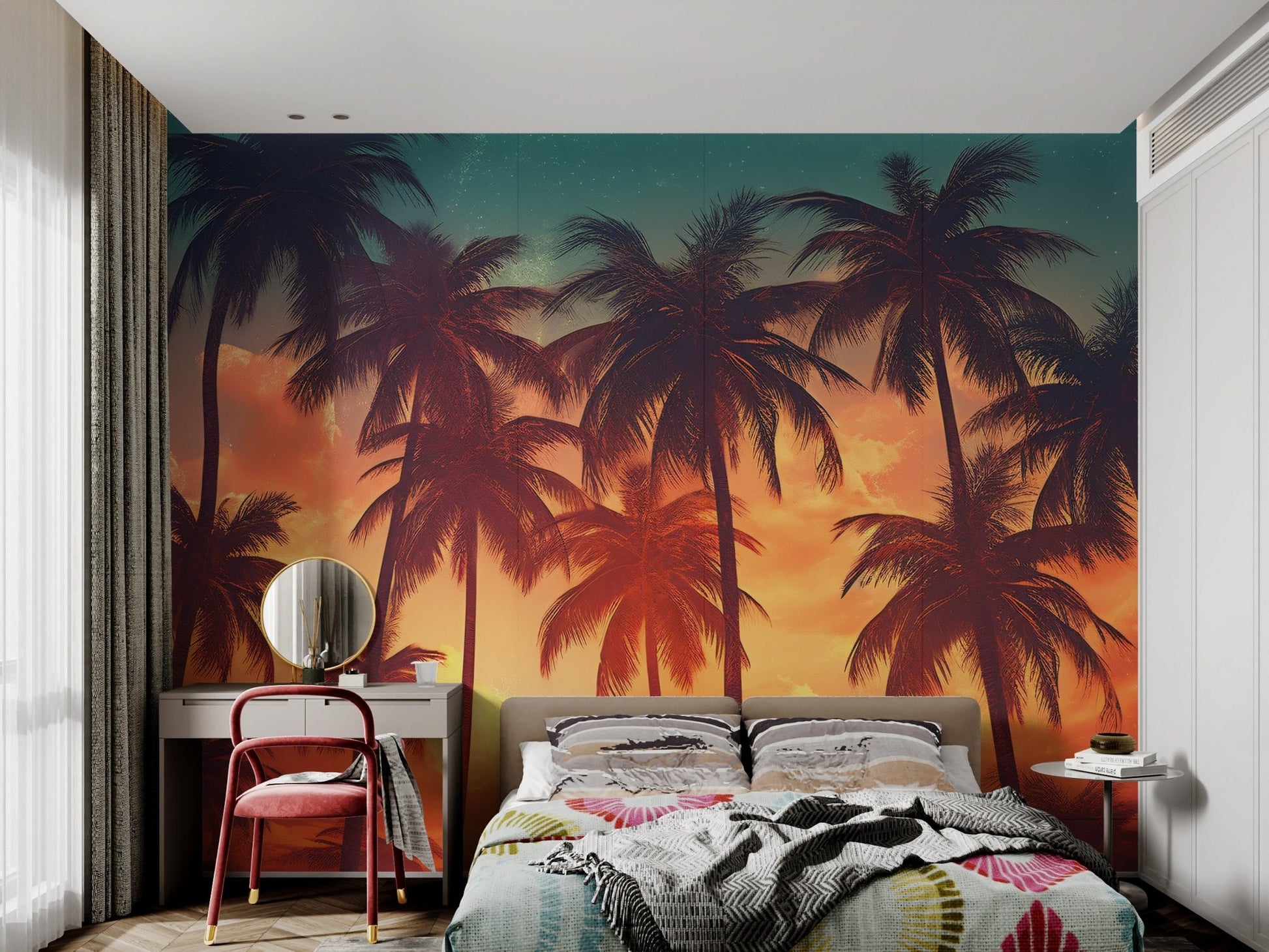 Tropical Sunset Palm Tree Wallpaper - Wallanza