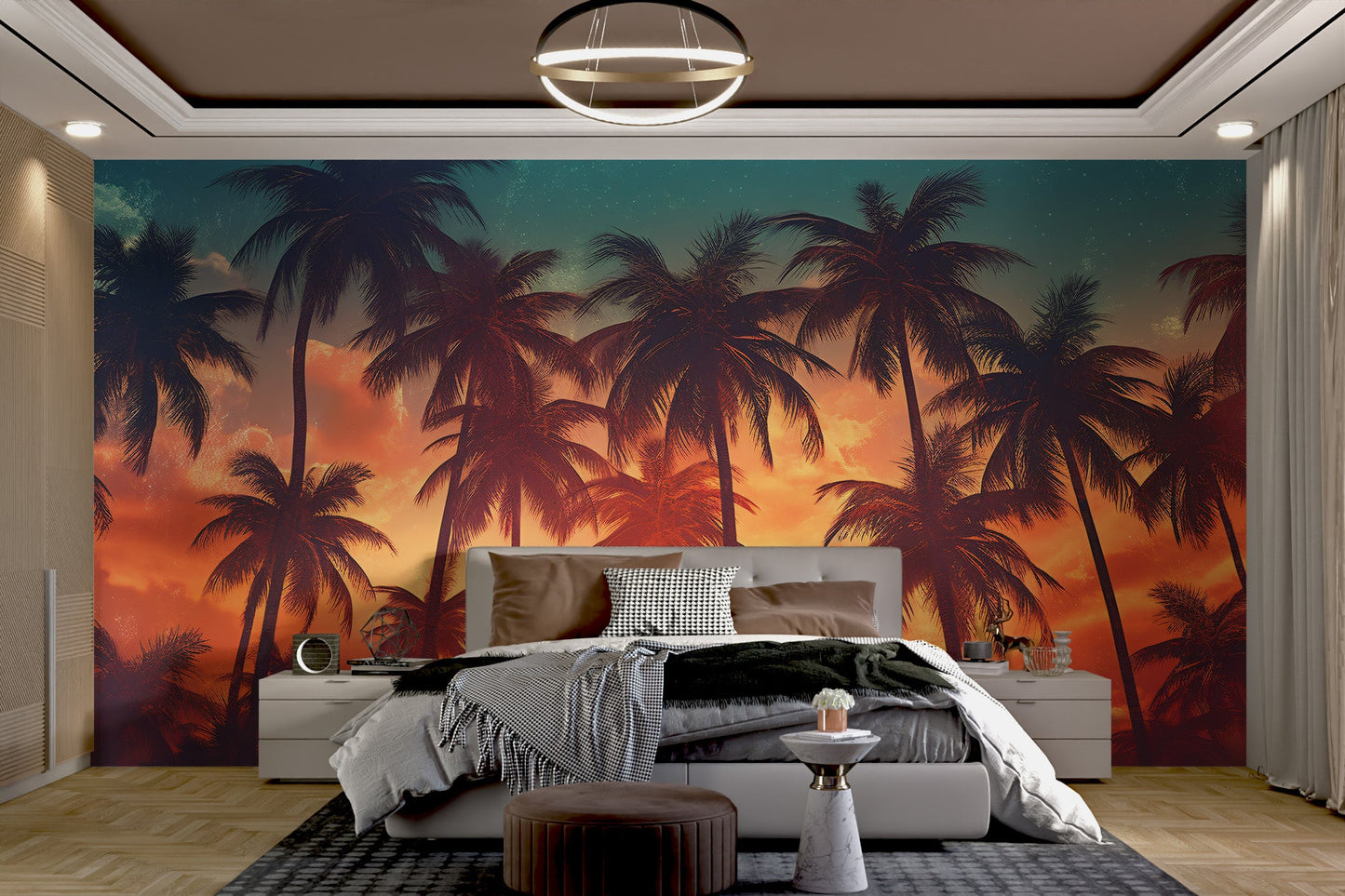 Tropical Sunset Palm Tree Wallpaper - Wallanza