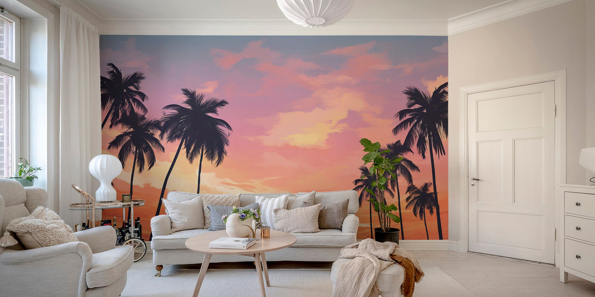 Tropical Sunset Palm Tree Wallpaper - Wallanza