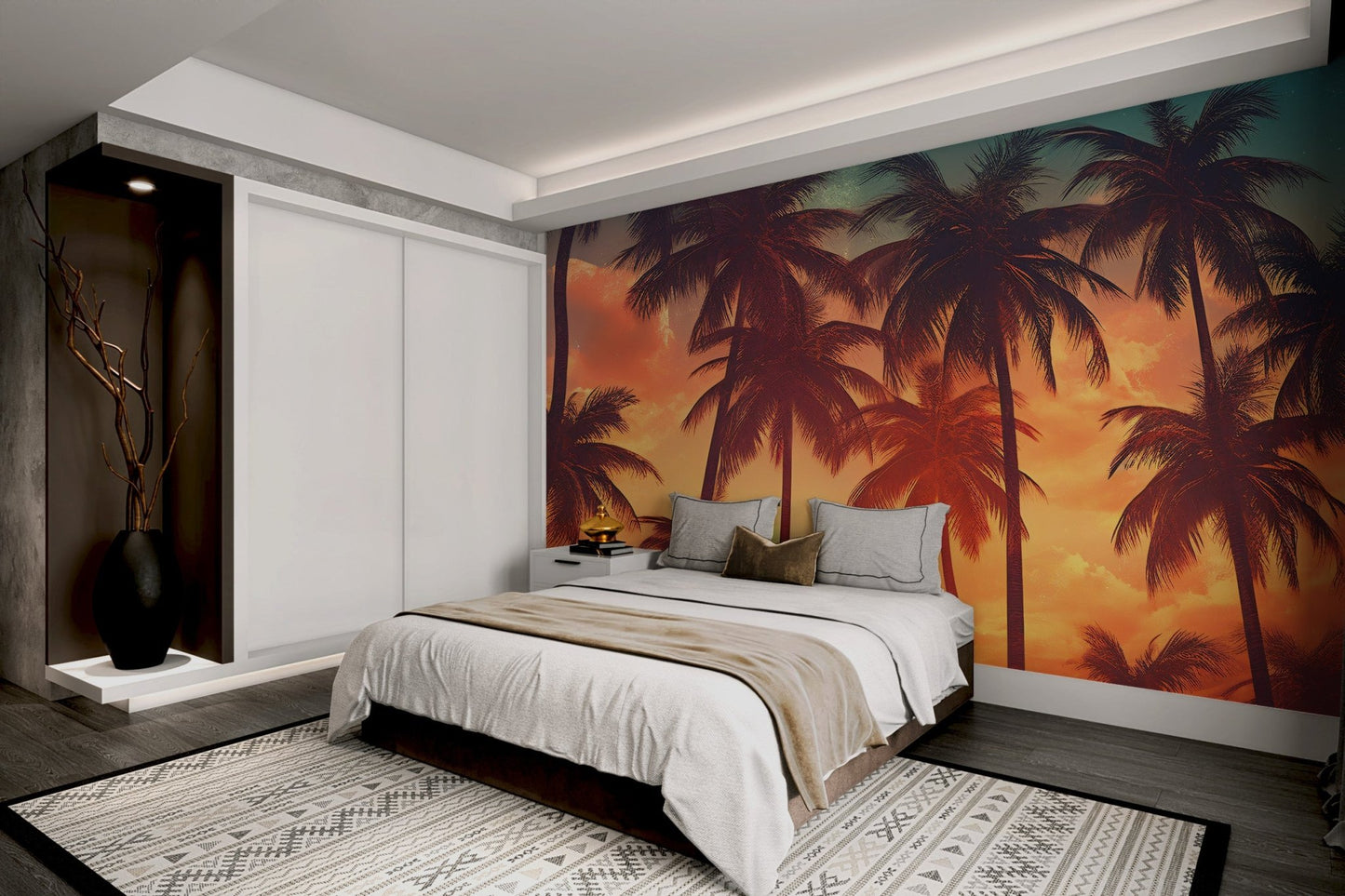 Tropical Sunset Palm Tree Wallpaper - Wallanza