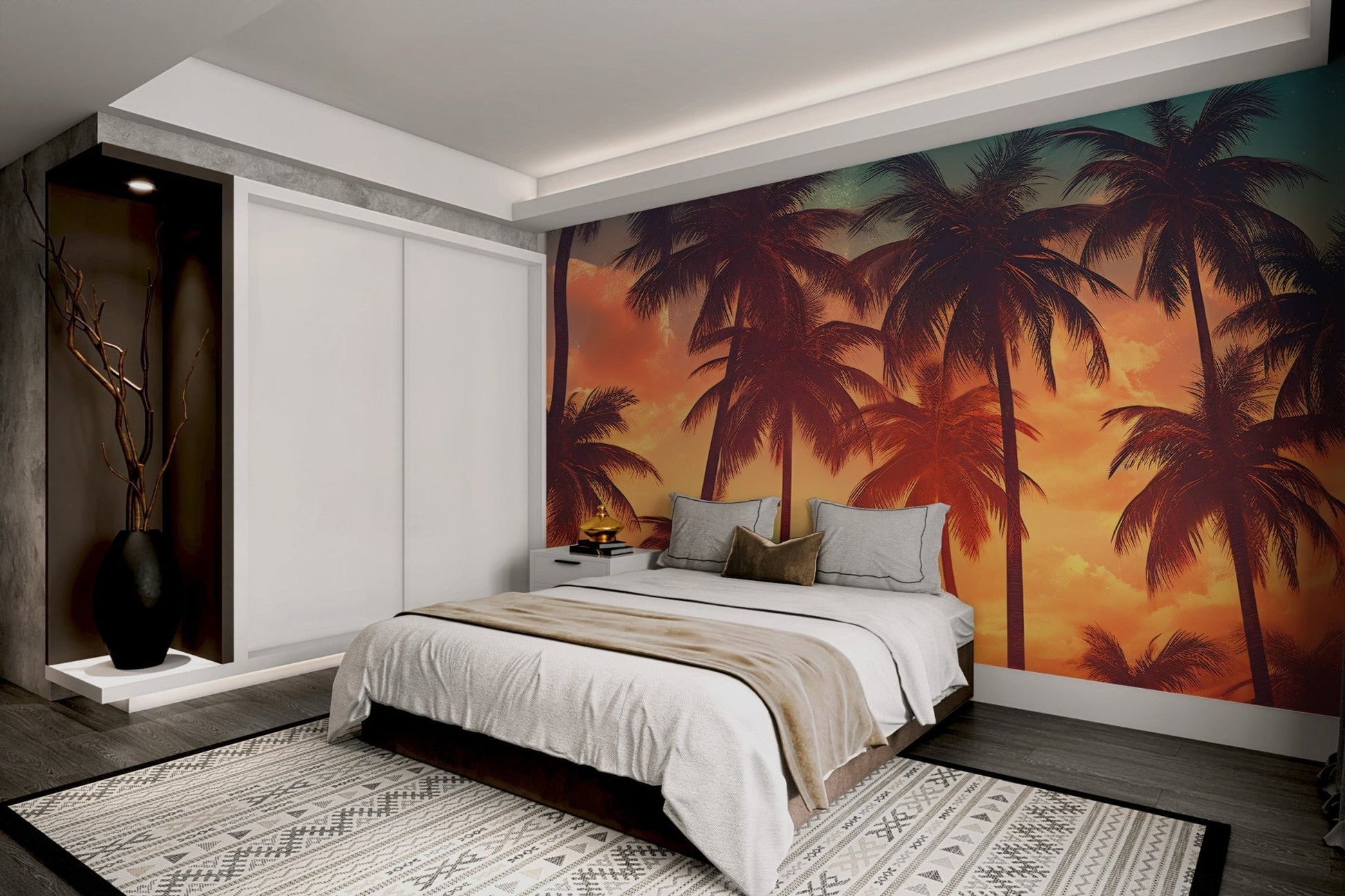 Tropical Sunset Palm Tree Wallpaper - Wallanza