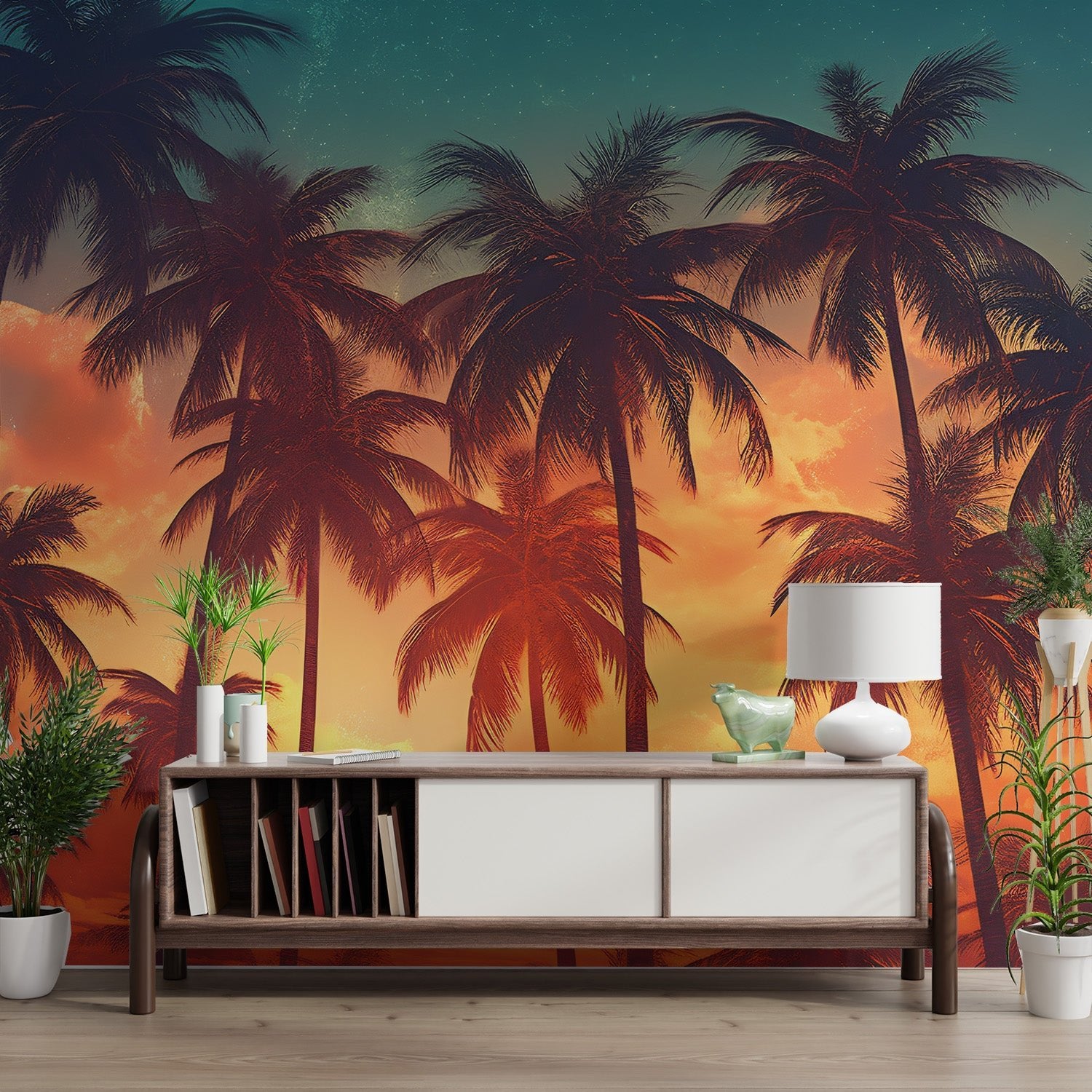 Tropical Sunset Palm Tree Wallpaper - Wallanza