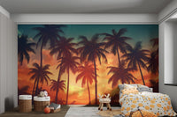 Tropical Sunset Palm Tree Wallpaper - Wallanza