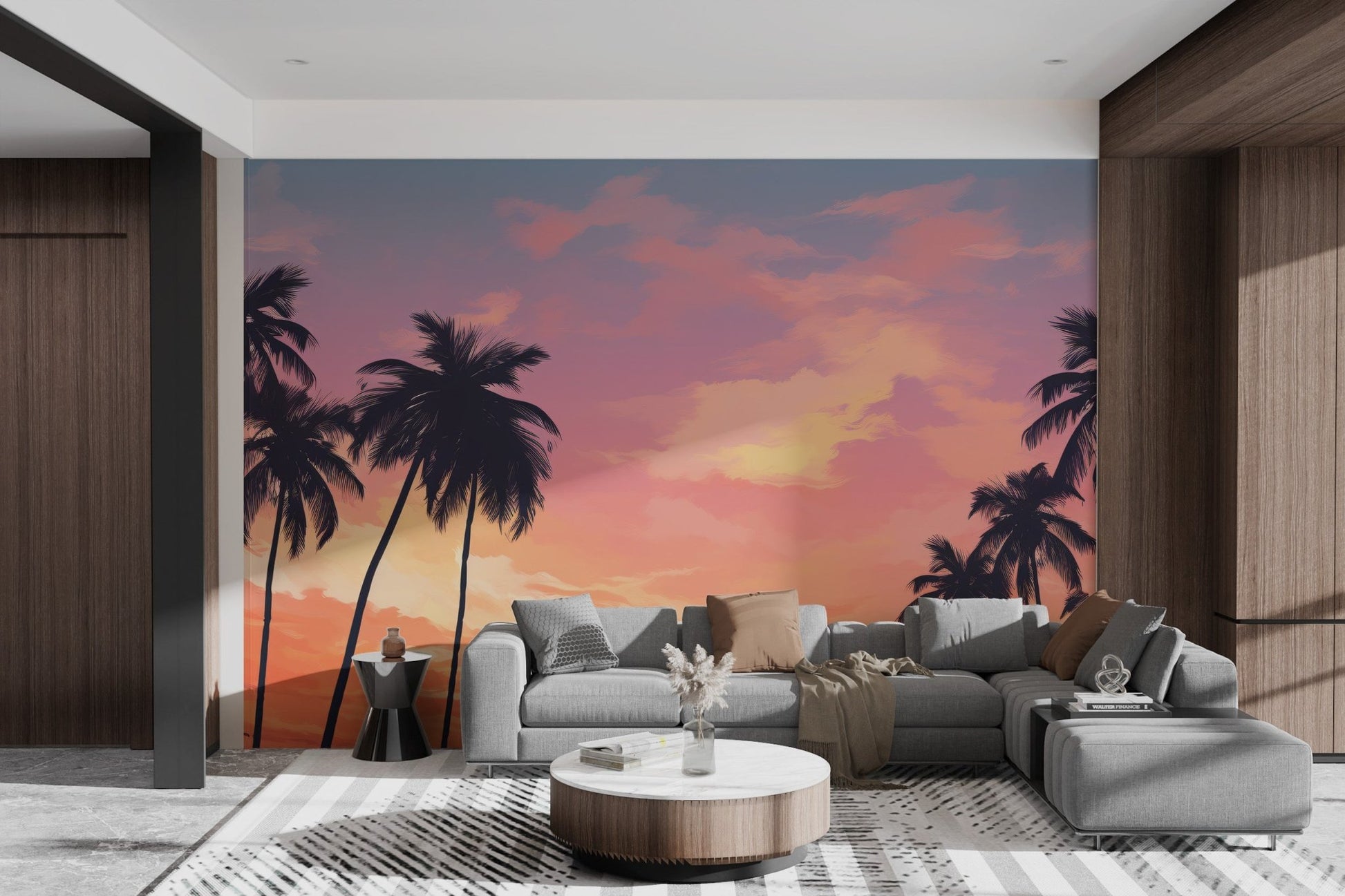 Tropical Sunset Palm Tree Wallpaper - Wallanza