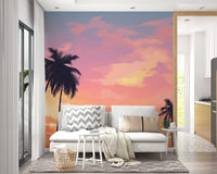 Tropical Sunset Palm Tree Wallpaper - Wallanza