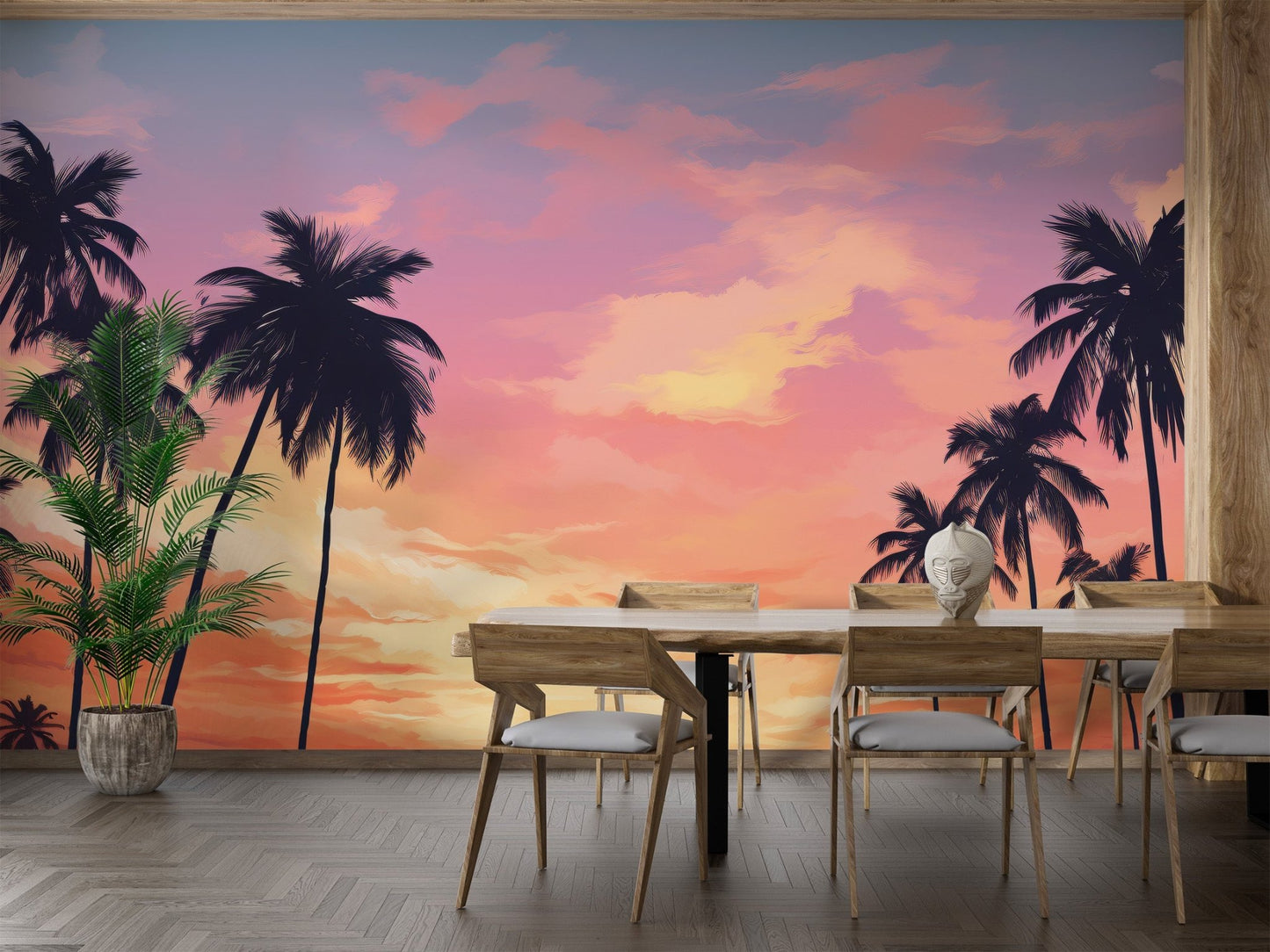 Tropical Sunset Palm Tree Wallpaper - Wallanza