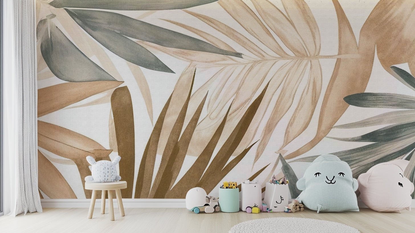 Tropical Whispers Muted Botanical Wall Mural - Wallanza