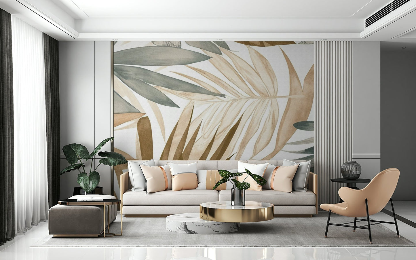Tropical Whispers Muted Botanical Wall Mural - Wallanza