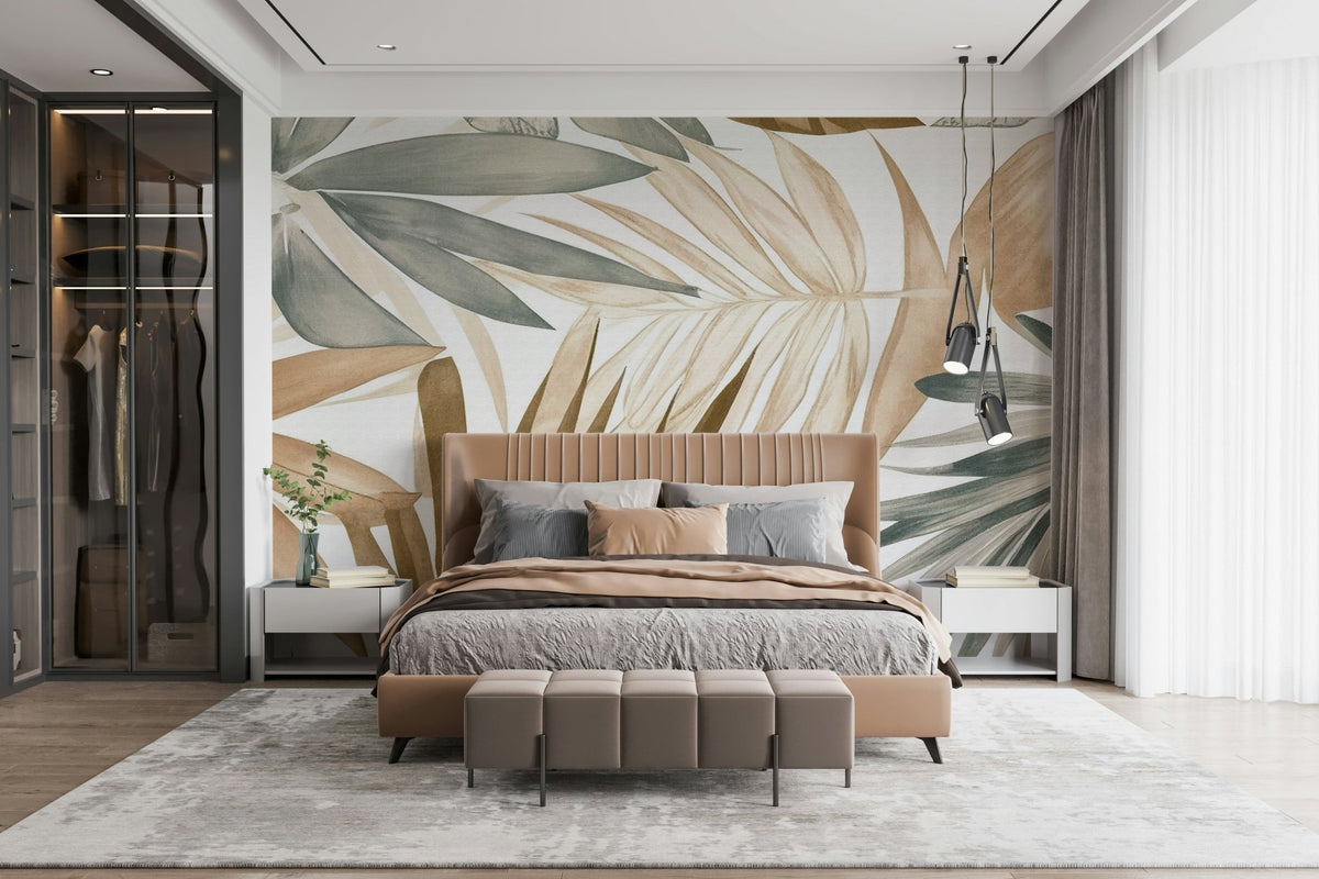 Tropical Whispers Muted Botanical Wall Mural - Wallanza