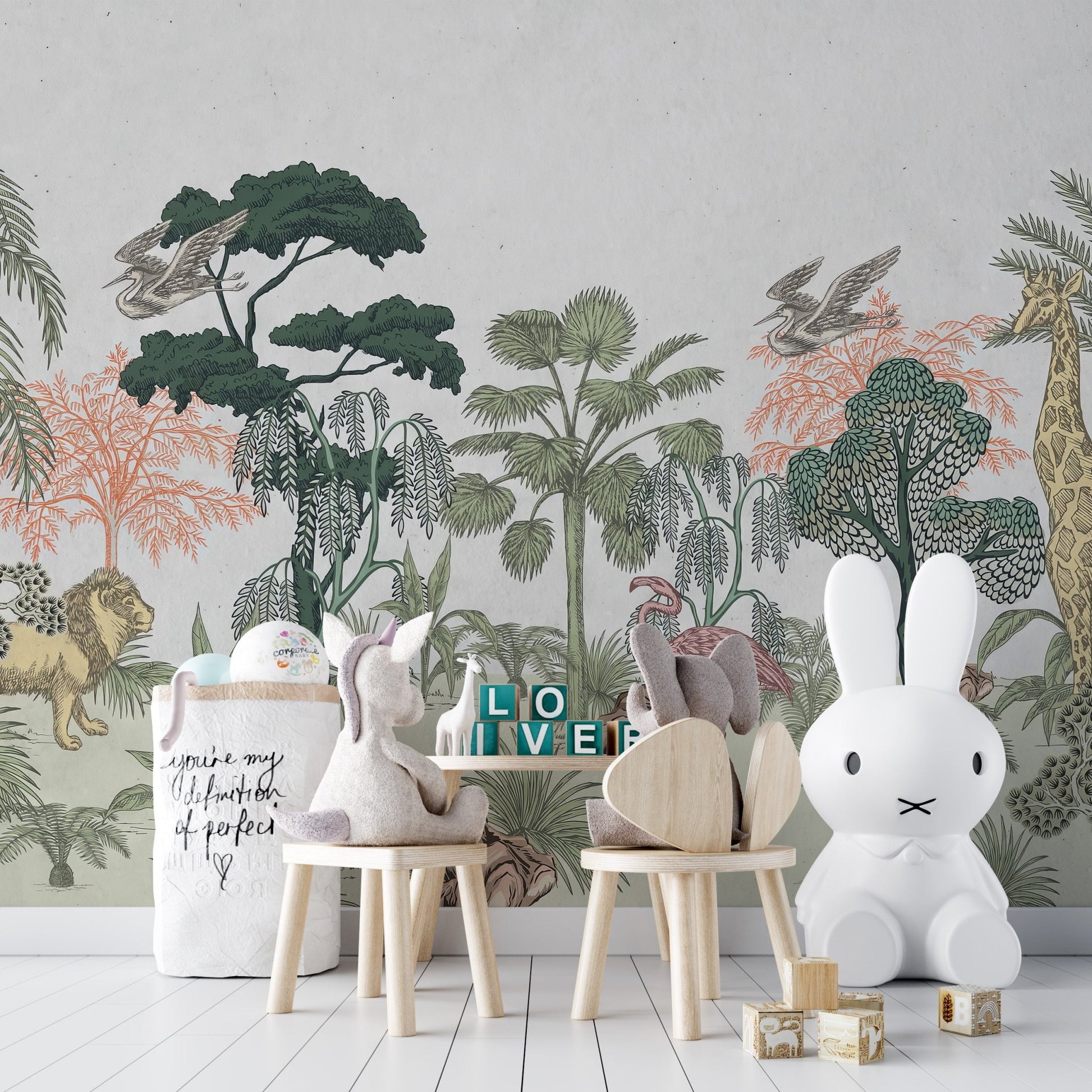 Tropical Wildlife Kids Room Wallpaper - Wallanza