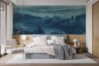 Twilight Blue Landscape Wall Mural - Wallanza