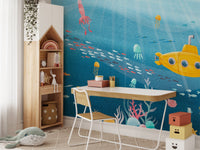 Marine-themed sea life mural for tranquil underwater vibes in study room.
