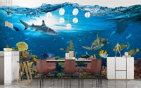 Formal dining room with chairs and Underwater Splash with Corel Reef mural.