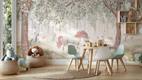Unicorn Forest Green Wallpaper Mural - Wallanza