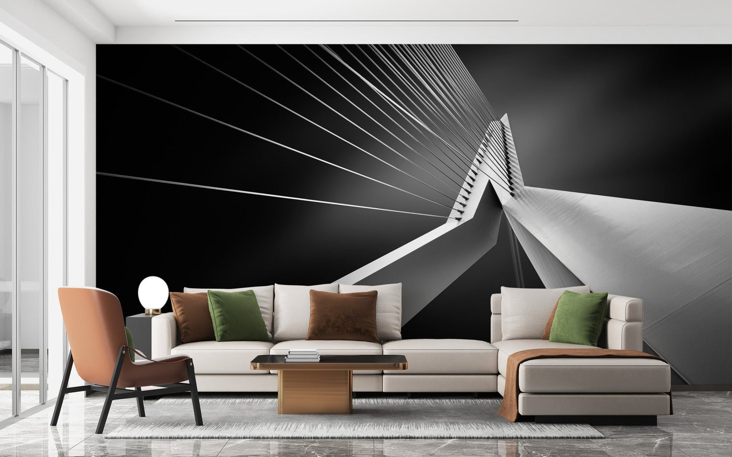 Geometric Bridge Art Mural for Modern Homes
