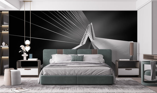 Urban elegance bridge art mural for modern bedroom interiors.