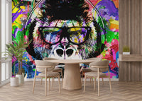 Vibrant urban jungle graffiti mural design
