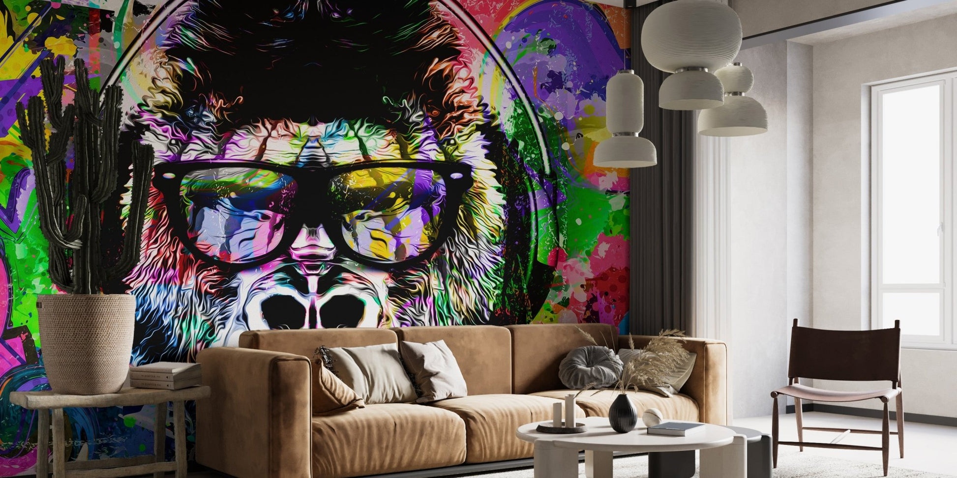 Contemporary graffiti mural featuring gorilla
