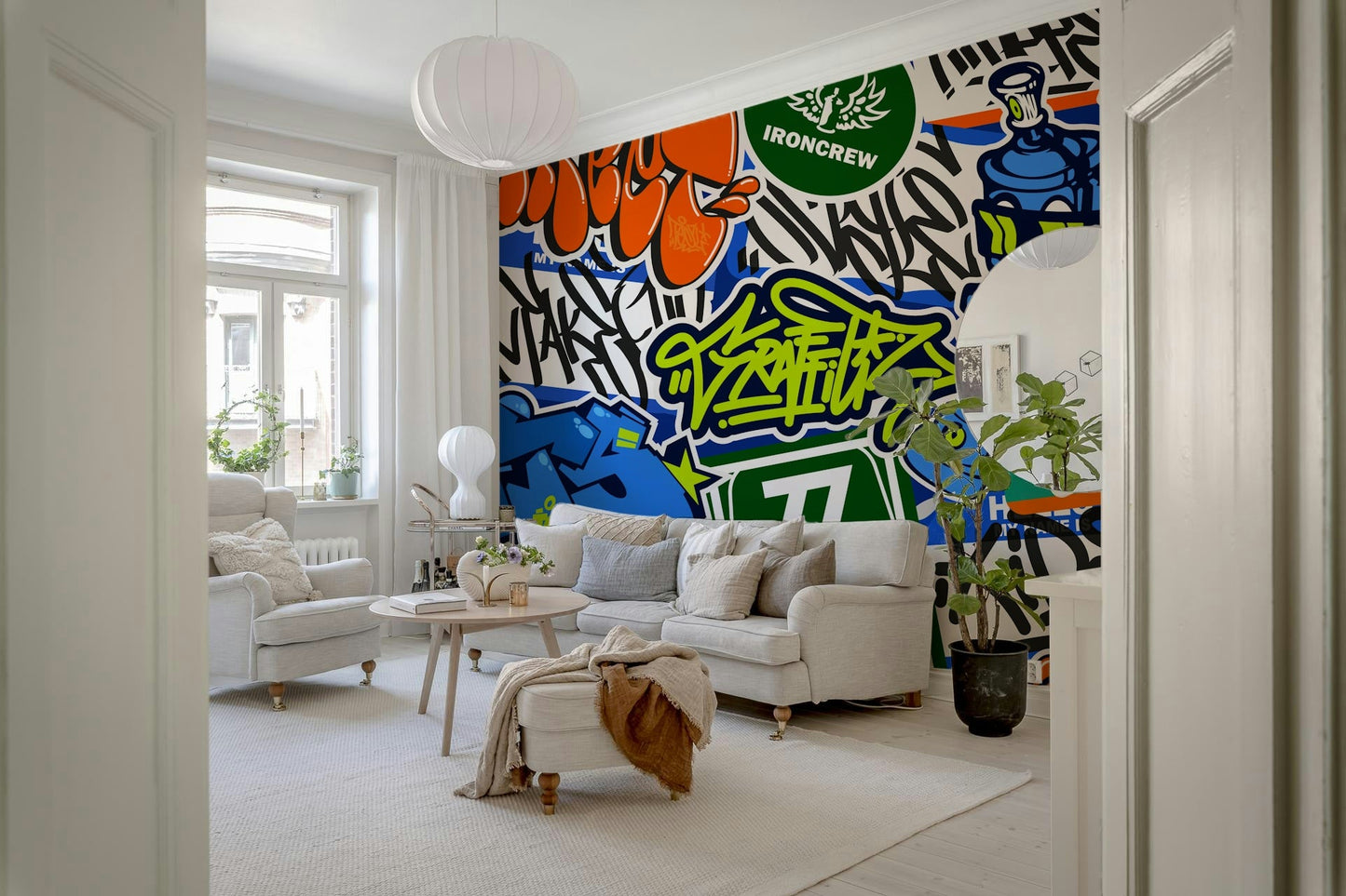 Urban Tag Team Graffiti Sticker Mania Wall Mural - Wallanza