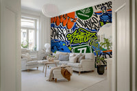 Urban Tag Team Graffiti Sticker Mania Wall Mural - Wallanza