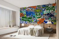 Urban Tag Team Graffiti Sticker Mania Wall Mural - Wallanza