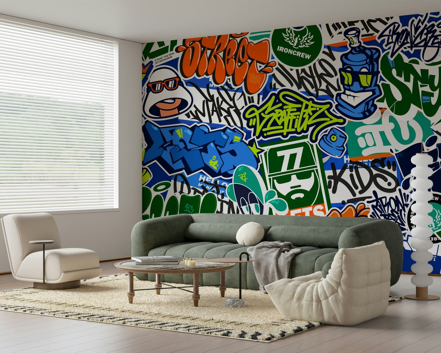 Urban Tag Team Graffiti Sticker Mania Wall Mural - Wallanza